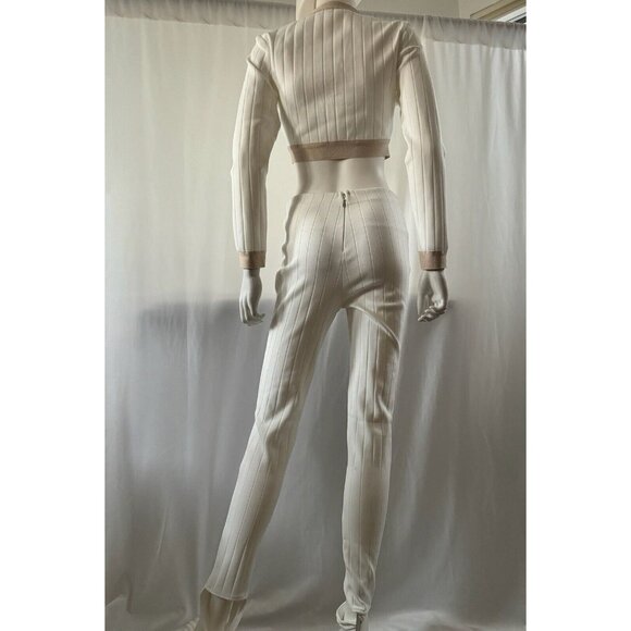 Women's Suit Matching Set 2 Pieces Jacket + Pants Back Zip White Size M - Picture 5 of 8